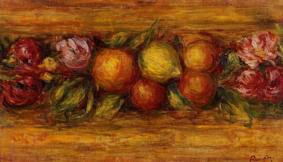 Wikioo.org – L'Enciclopedia delle Belle Arti - Pittura, Opere di Pierre-Auguste Renoir - GHIRLANDA di  Frutta  e le  fiori