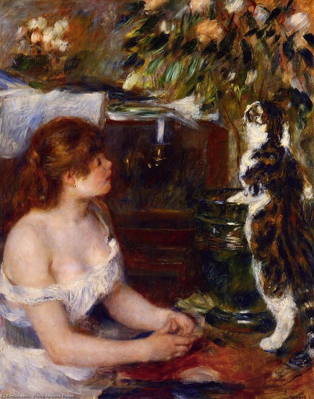 Wikioo.org - The Encyclopedia of Fine Arts - Painting, Artwork by Pierre-Auguste Renoir - Girl and Cat