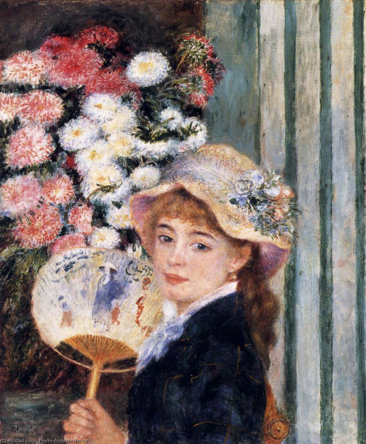 WikiOO.org – 美術百科全書 - 繪畫，作品 Pierre-Auguste Renoir -  女孩与  风扇
