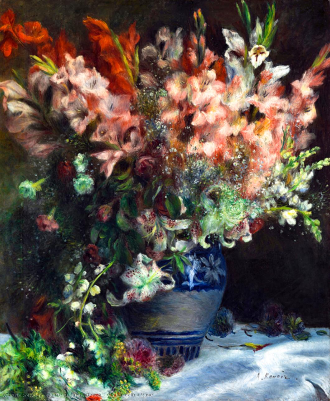 Wikioo.org – La Enciclopedia de las Bellas Artes - Pintura, Obras de arte de Pierre-Auguste Renoir - gladiolas en un jarrón