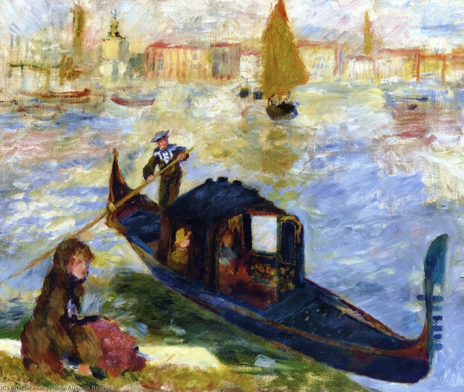 Wikioo.org – La Enciclopedia de las Bellas Artes - Pintura, Obras de arte de Pierre-Auguste Renoir - góndola venecia