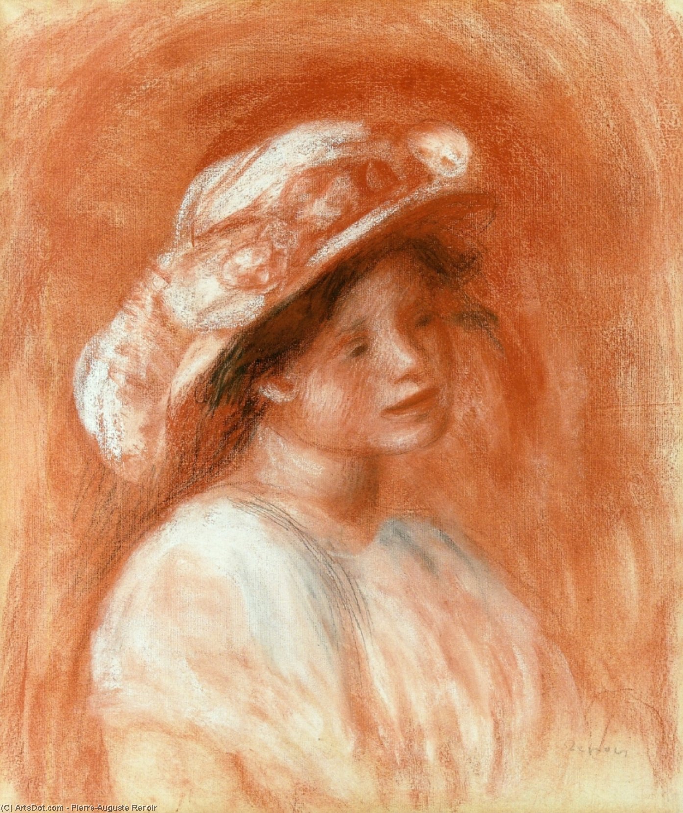 Wikioo.org - The Encyclopedia of Fine Arts - Painting, Artwork by Pierre-Auguste Renoir - Head of a Girl