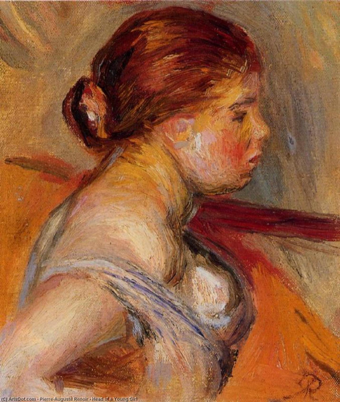WikiOO.org - 百科事典 - 絵画、アートワーク Pierre-Auguste Renoir - 頭 若い者の 少女