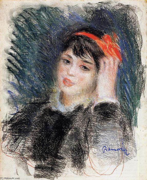 Wikioo.org – La Enciclopedia de las Bellas Artes - Pintura, Obras de arte de Pierre-Auguste Renoir - Cabeza de una mujer joven