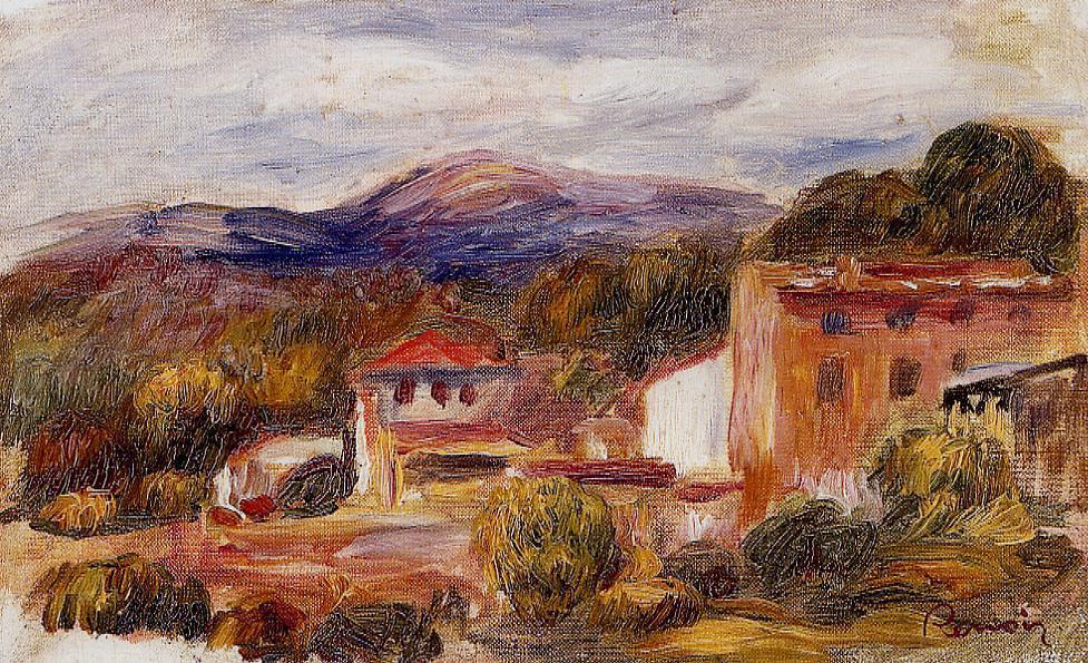 Wikioo.org - The Encyclopedia of Fine Arts - Painting, Artwork by Pierre-Auguste Renoir - House and Trees with Foothills