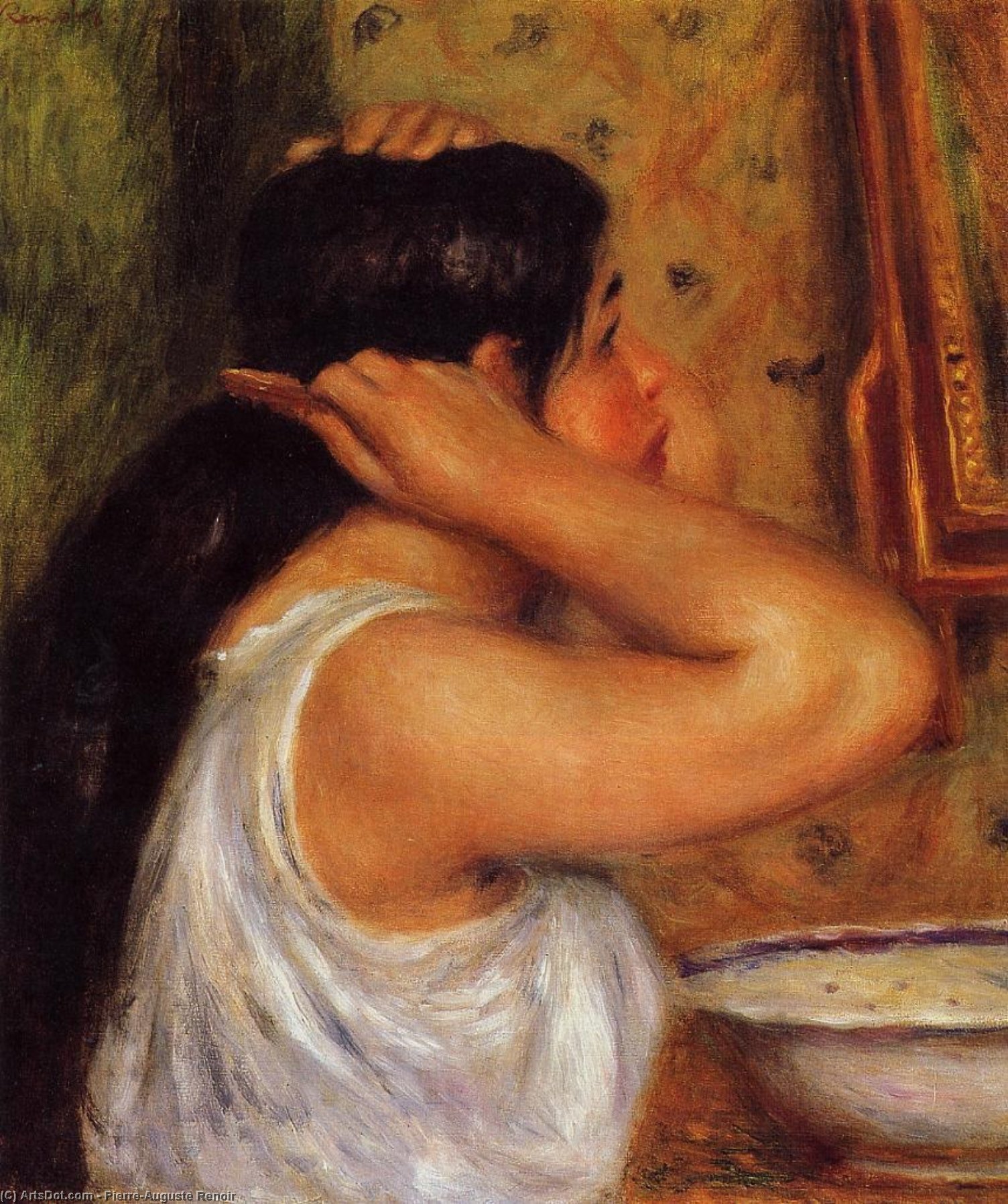 Wikioo.org - Bách khoa toàn thư về mỹ thuật - Vẽ tranh, Tác phẩm nghệ thuật Pierre-Auguste Renoir - La Toilette - Woman Combing Her Hair