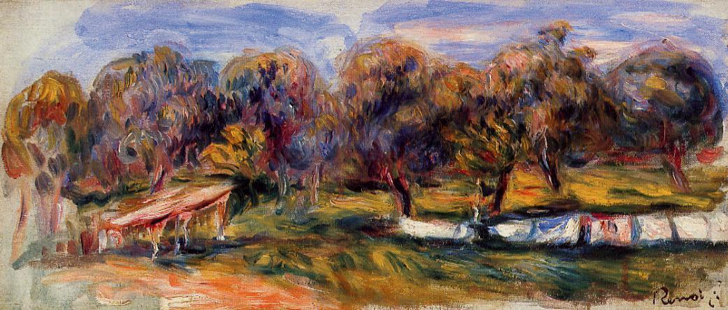 Wikioo.org - The Encyclopedia of Fine Arts - Painting, Artwork by Pierre-Auguste Renoir - Landscape with Orchard