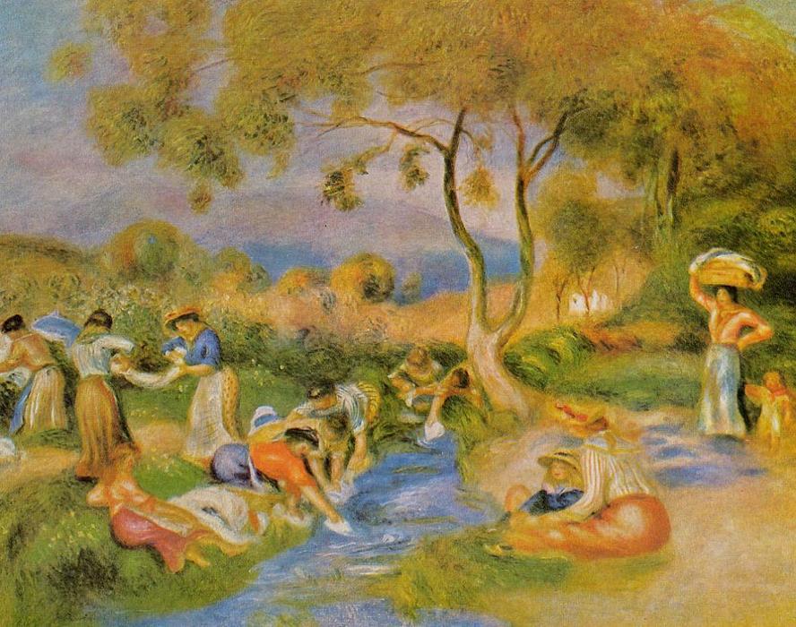 Wikioo.org - The Encyclopedia of Fine Arts - Painting, Artwork by Pierre-Auguste Renoir - Laundresses at Cagnes