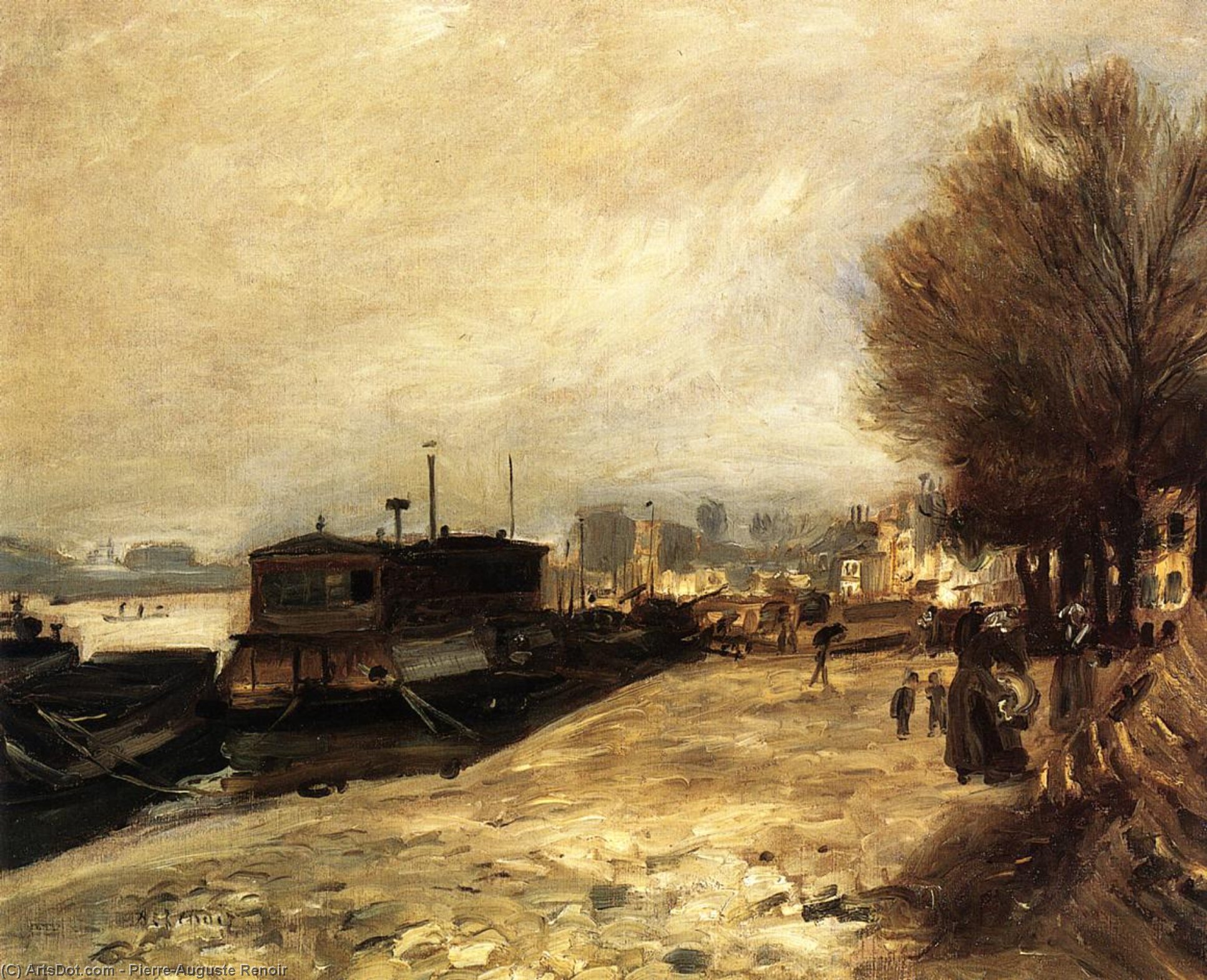 Wikioo.org - The Encyclopedia of Fine Arts - Painting, Artwork by Pierre-Auguste Renoir - Laundry Boat by the Banks of the Seine, near Paris