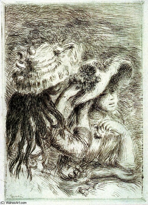 Wikoo.org - موسوعة الفنون الجميلة - اللوحة، العمل الفني Pierre-Auguste Renoir - Le chapeau épinglé