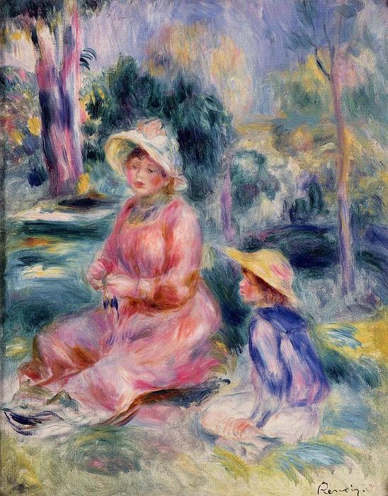 Wikioo.org - The Encyclopedia of Fine Arts - Painting, Artwork by Pierre-Auguste Renoir - Madame Renoir and Her Son Pierre