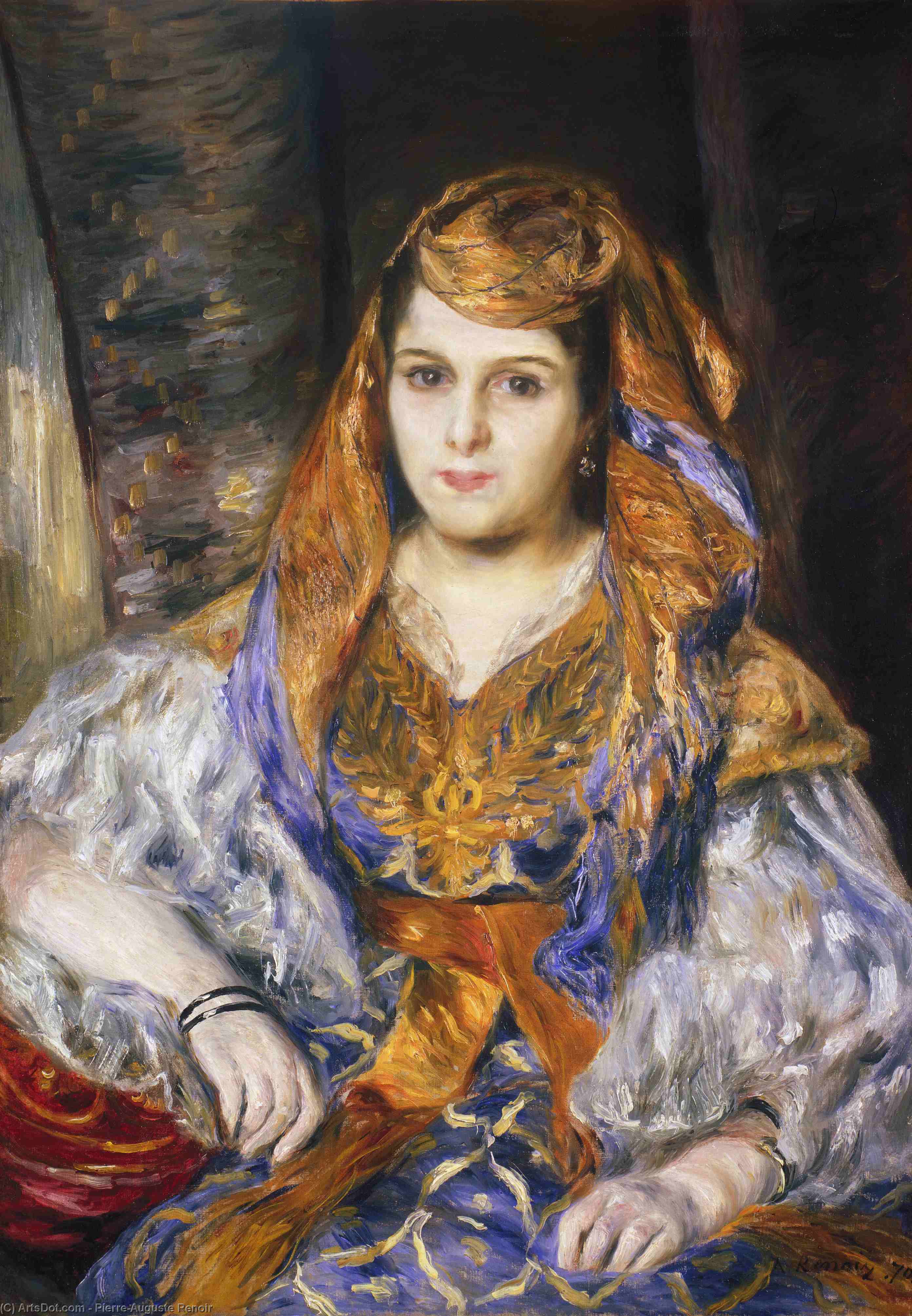 Wikioo.org - Bách khoa toàn thư về mỹ thuật - Vẽ tranh, Tác phẩm nghệ thuật Pierre-Auguste Renoir - Madame Stora in Algerian Dress