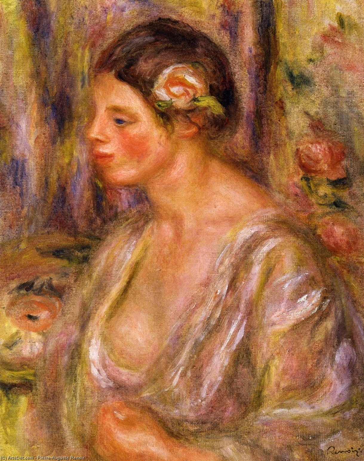 WikiOO.org - Encyclopedia of Fine Arts - Lukisan, Artwork Pierre-Auguste Renoir - Madeline wearing a Rose