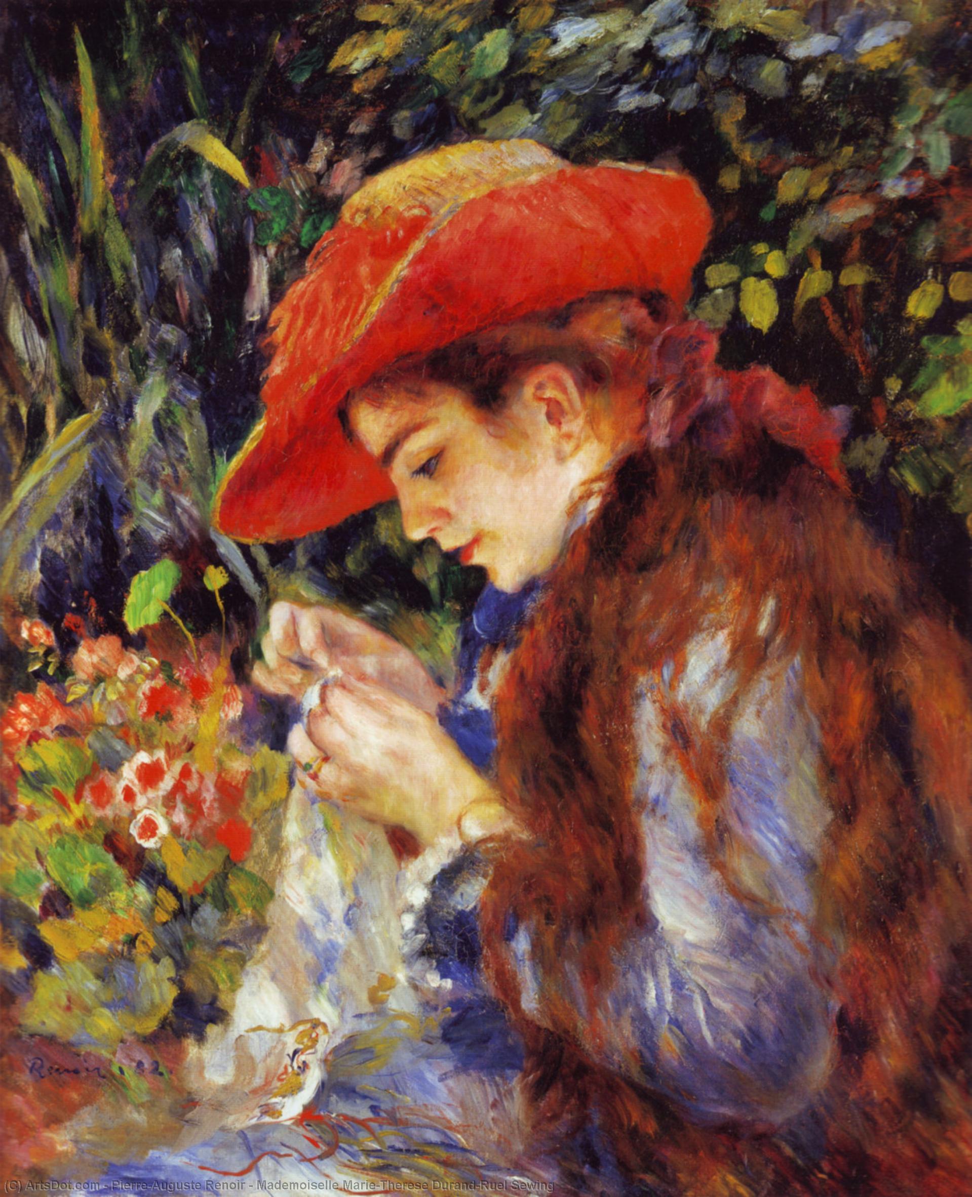 Wikioo.org - The Encyclopedia of Fine Arts - Painting, Artwork by Pierre-Auguste Renoir - Mademoiselle Marie-Therese Durand-Ruel Sewing