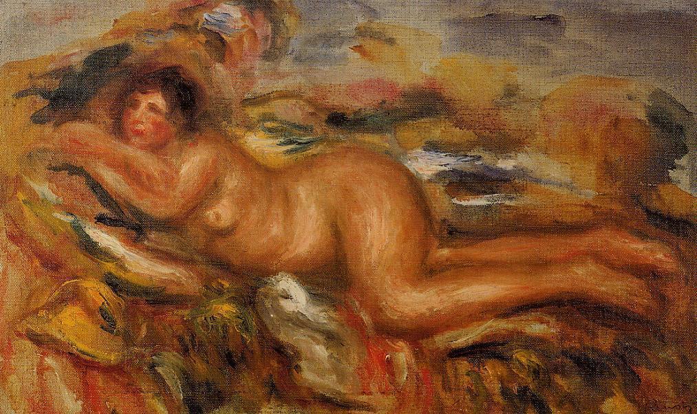 WikiOO.org – 美術百科全書 - 繪畫，作品 Pierre-Auguste Renoir - 裸体 对  的  草