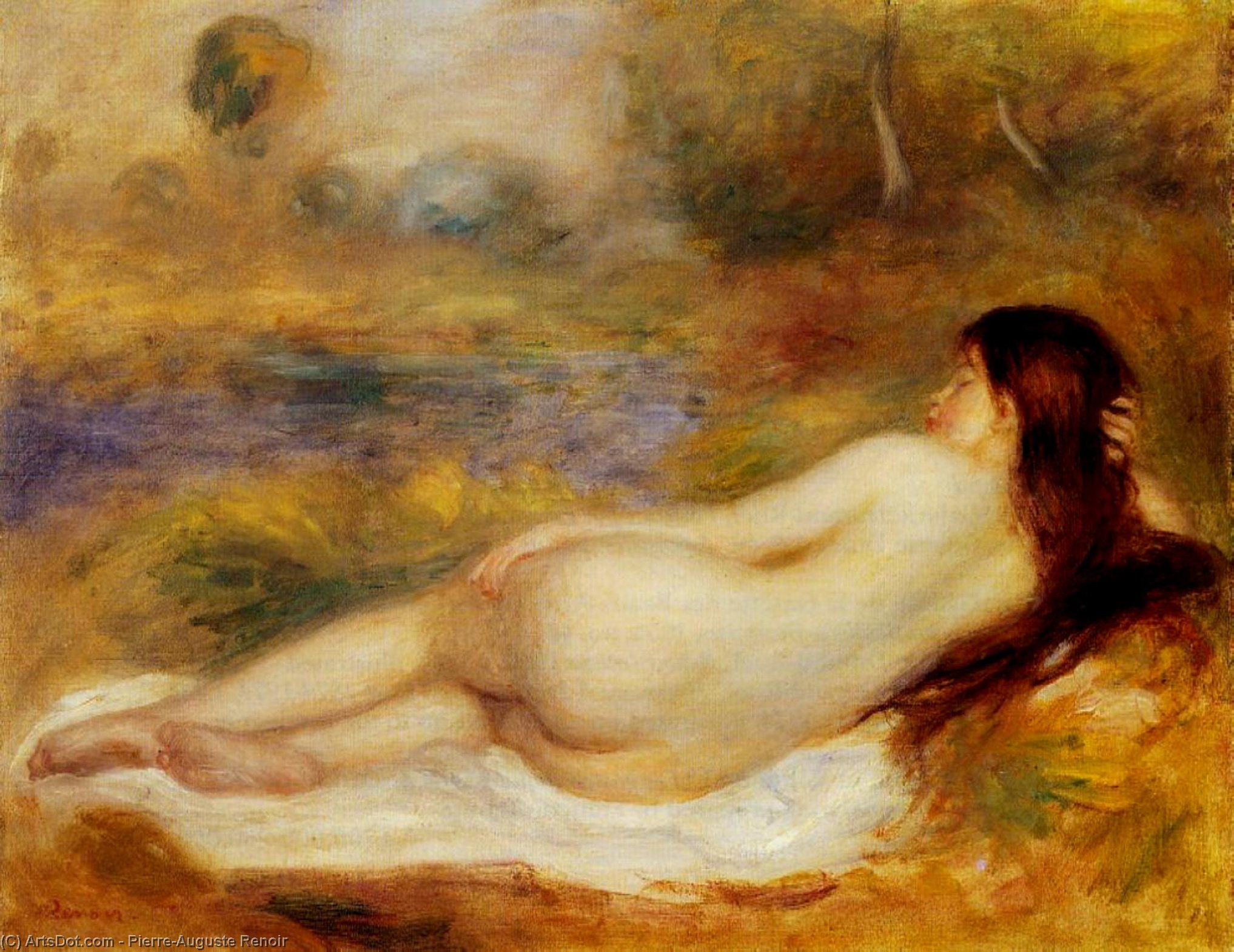 Wikioo.org – L'Encyclopédie des Beaux Arts - Peinture, Oeuvre de Pierre-Auguste Renoir - nu inclinable sur l' herbe