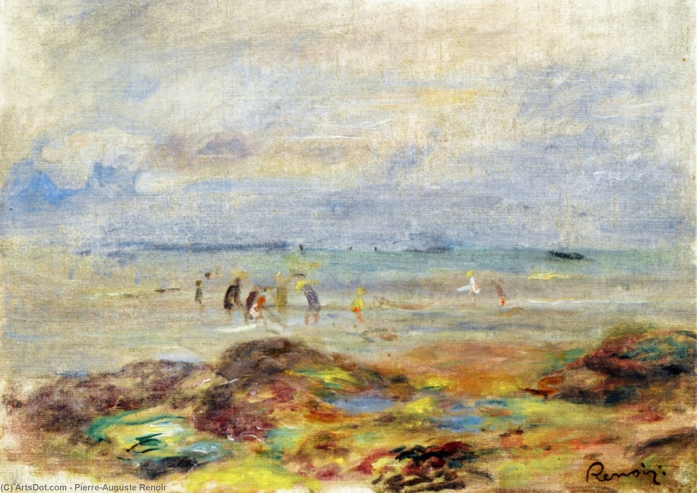 WikiOO.org - Encyclopedia of Fine Arts - Lukisan, Artwork Pierre-Auguste Renoir - Rocks with Shrimp Fishermen