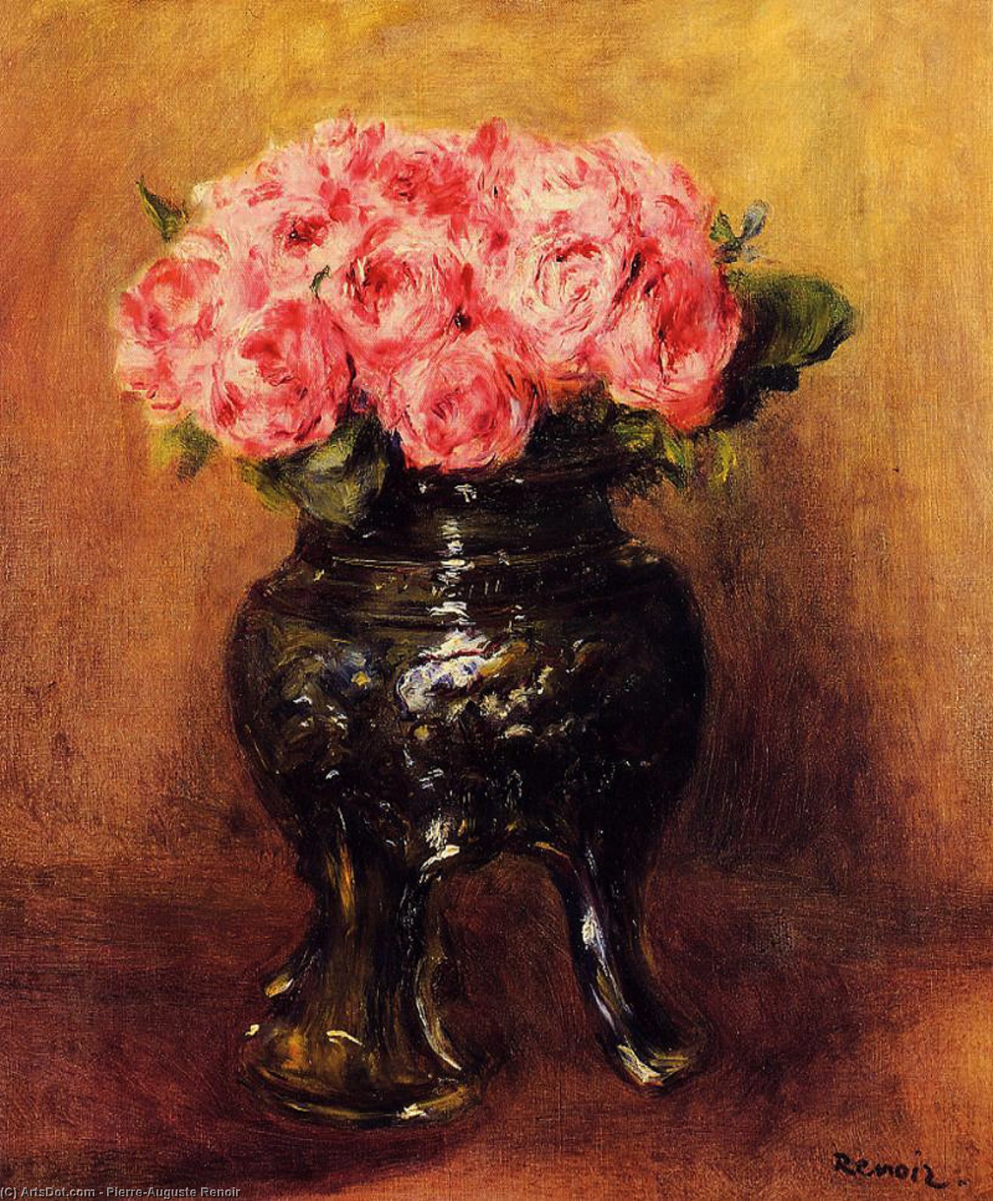 Wikioo.org - The Encyclopedia of Fine Arts - Painting, Artwork by Pierre-Auguste Renoir - Roses in a China Vase
