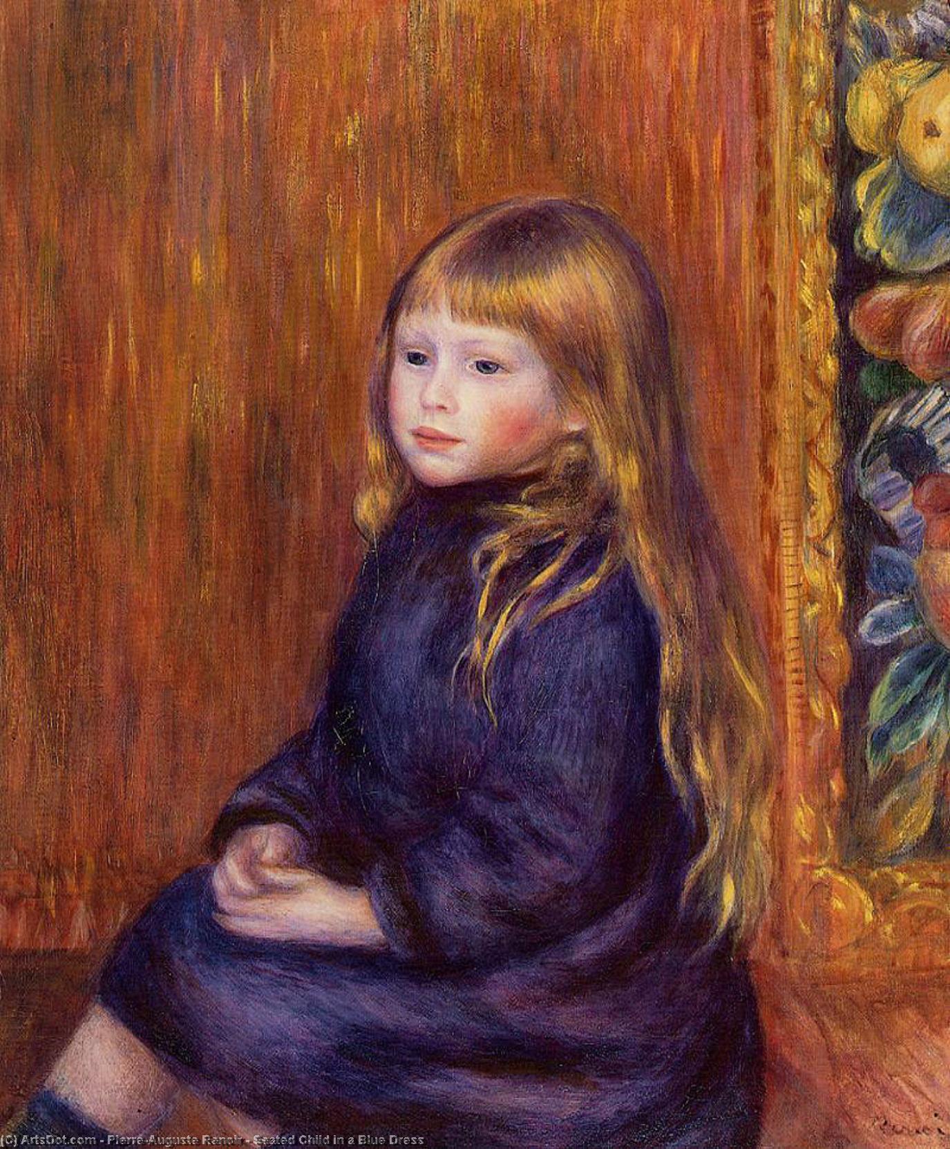 Wikioo.org - The Encyclopedia of Fine Arts - Painting, Artwork by Pierre-Auguste Renoir - Seated Child in a Blue Dress