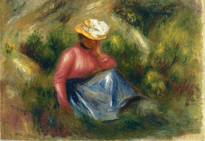 Wikioo.org - The Encyclopedia of Fine Arts - Painting, Artwork by Pierre-Auguste Renoir - Seated Young Girl with Hat