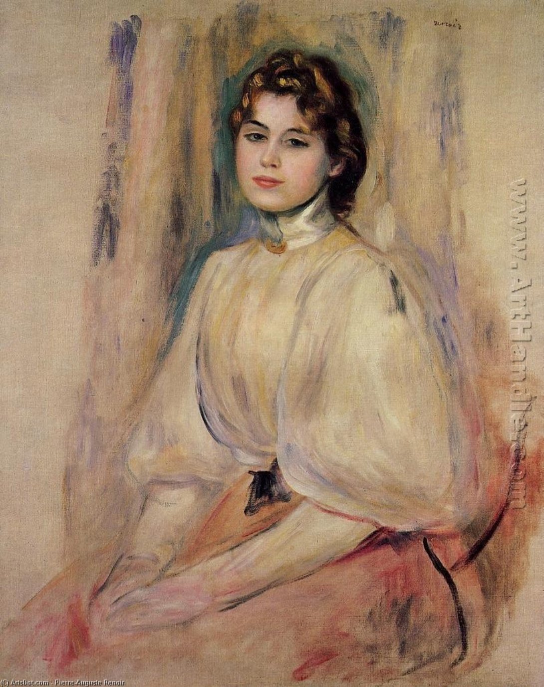 Wikioo.org - Bách khoa toàn thư về mỹ thuật - Vẽ tranh, Tác phẩm nghệ thuật Pierre-Auguste Renoir - Seated Young Woman 1