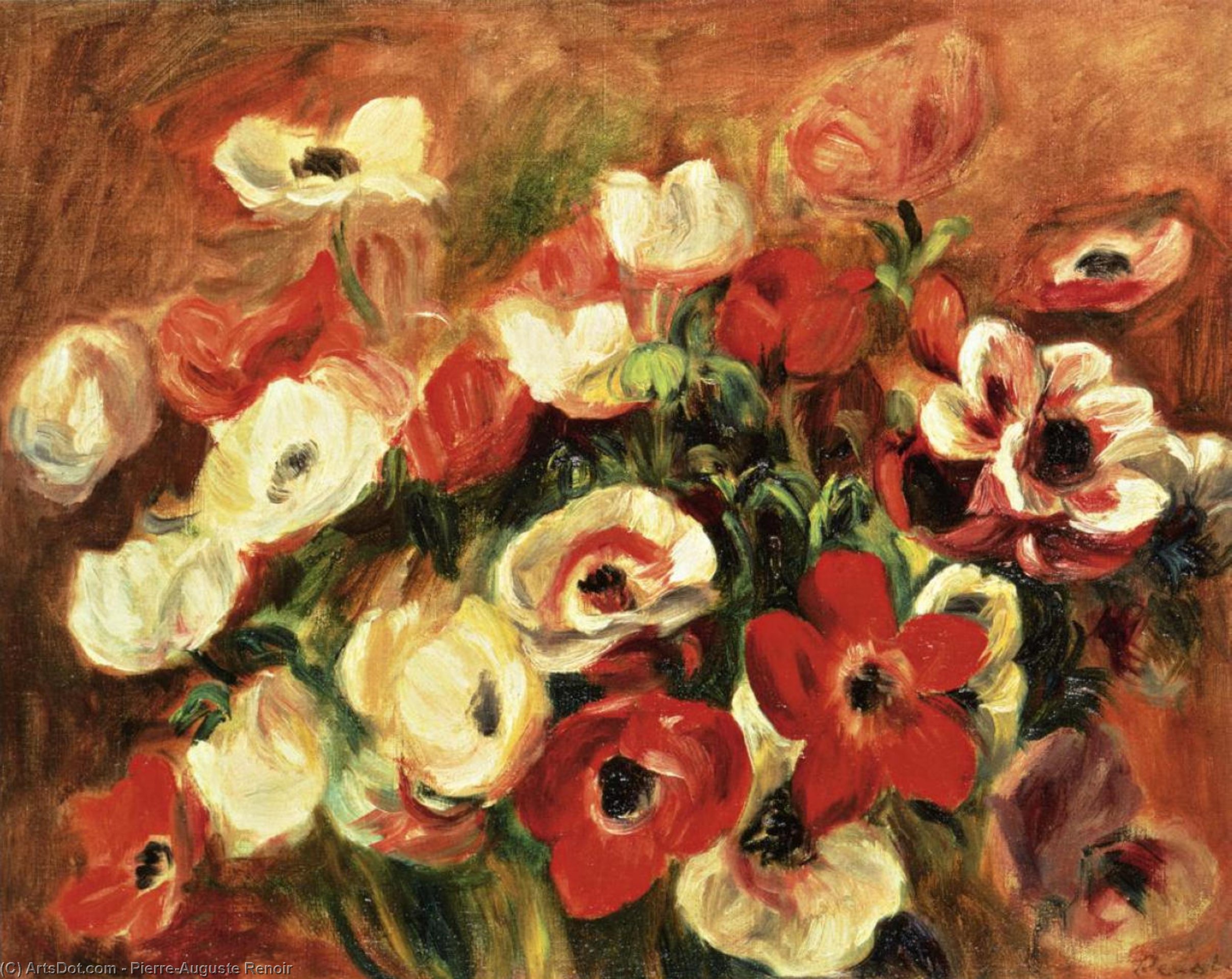 WikiOO.org - Енциклопедія образотворчого мистецтва - Живопис, Картини
 Pierre-Auguste Renoir - Spray of Anemones
