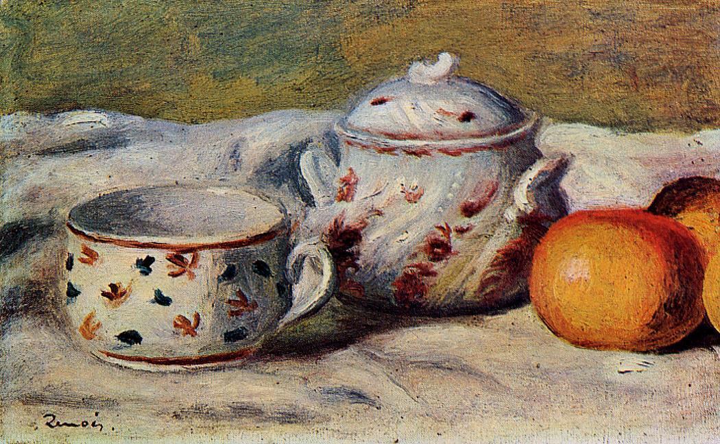 WikiOO.org - Encyclopedia of Fine Arts - Målning, konstverk Pierre-Auguste Renoir - Still Life with Cup and Sugar Bowl
