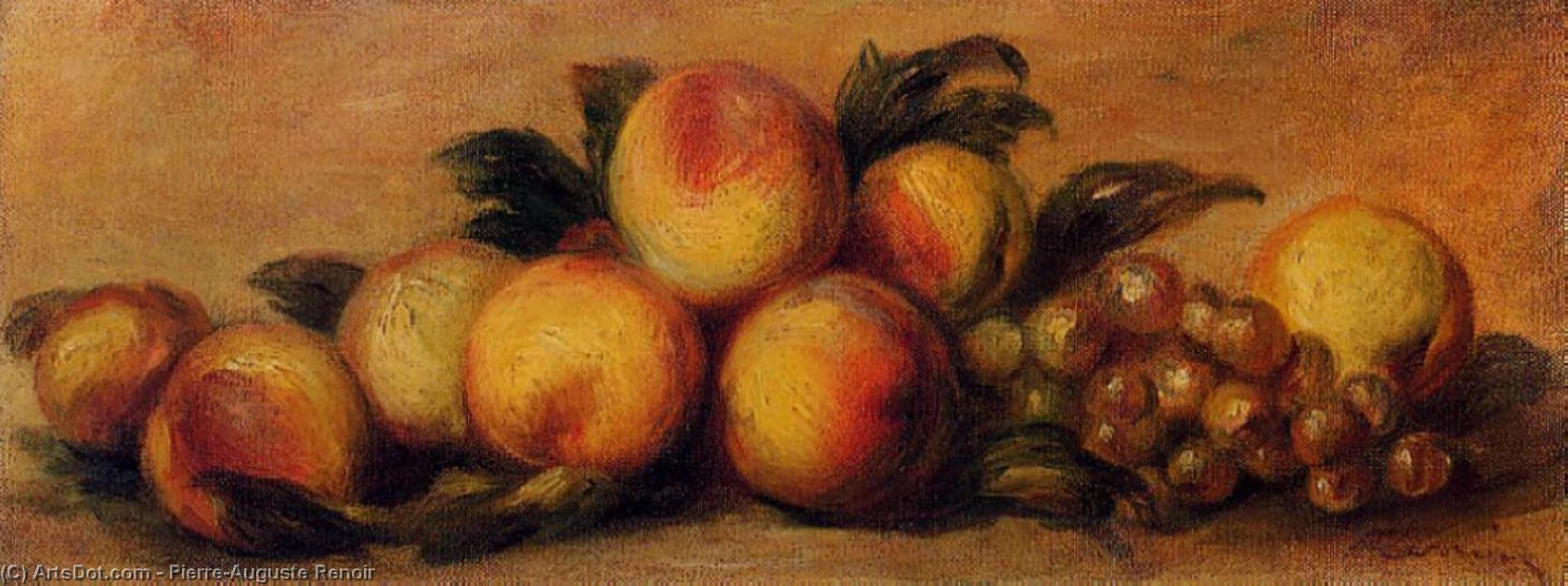 Wikioo.org - สารานุกรมวิจิตรศิลป์ - จิตรกรรม Pierre-Auguste Renoir - Still Life with Peaches and Grapes