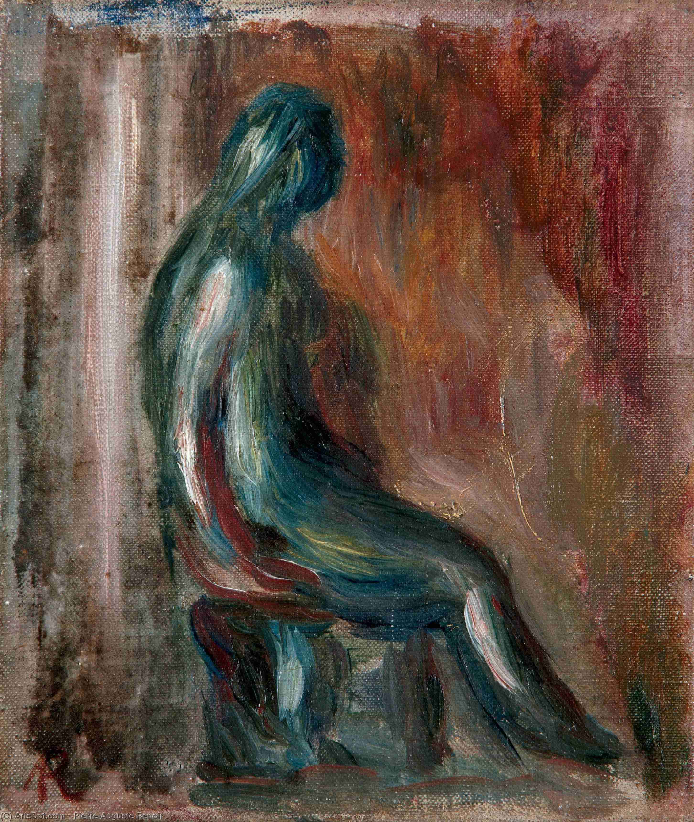 Wikoo.org - موسوعة الفنون الجميلة - اللوحة، العمل الفني Pierre-Auguste Renoir - Study of a Statuette by Maillol