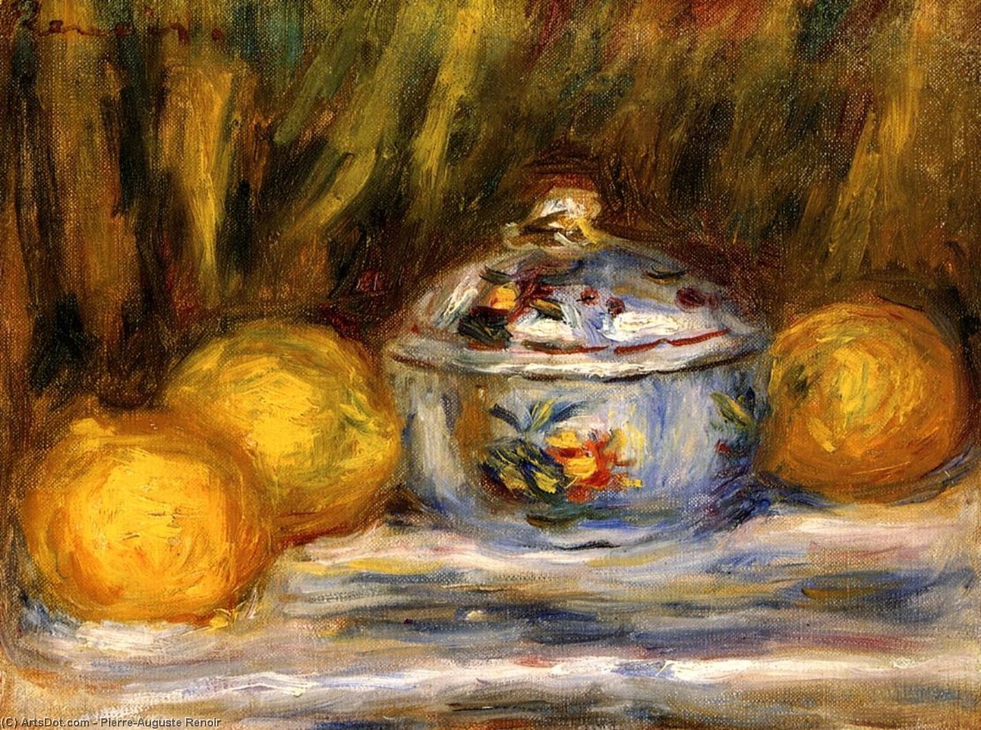 Wikoo.org - موسوعة الفنون الجميلة - اللوحة، العمل الفني Pierre-Auguste Renoir - Sugar Bowl and Lemons