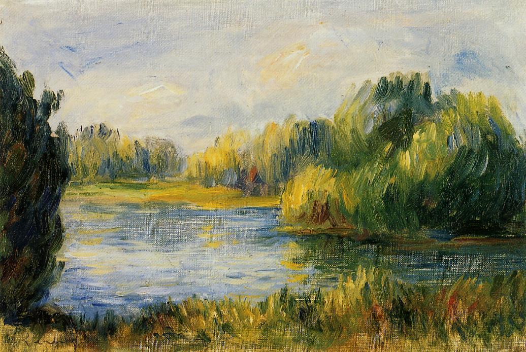 Wikoo.org - موسوعة الفنون الجميلة - اللوحة، العمل الفني Pierre-Auguste Renoir - The Banks of the River