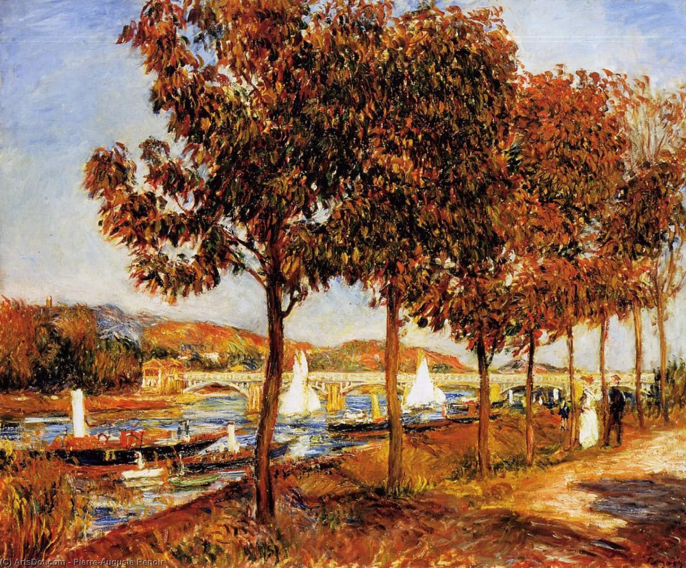 WikiOO.org - 百科事典 - 絵画、アートワーク Pierre-Auguste Renoir - ザー 橋 で アルジャントゥーユ インチ 秋