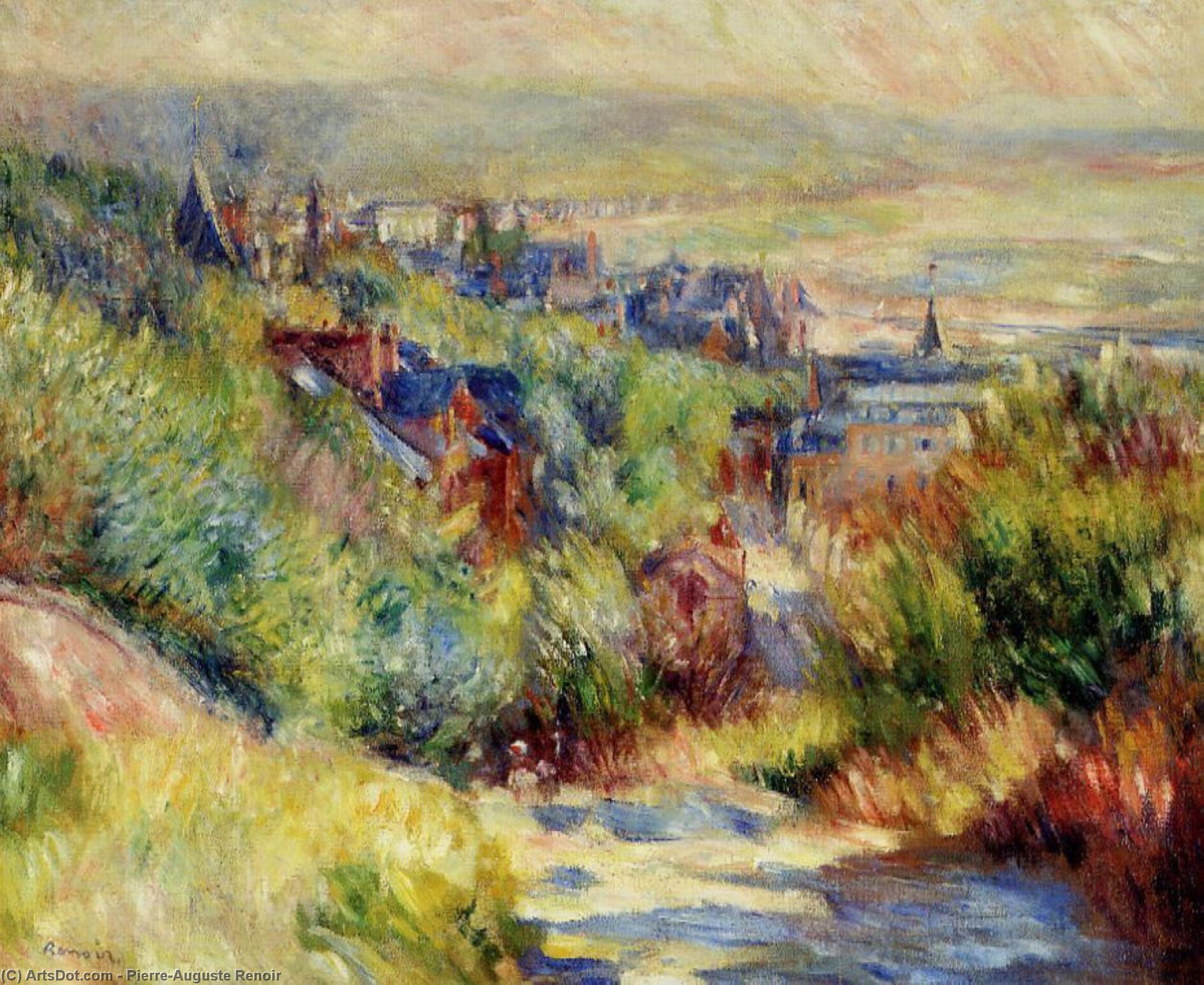 Wikoo.org - موسوعة الفنون الجميلة - اللوحة، العمل الفني Pierre-Auguste Renoir - The Hills of Trouville