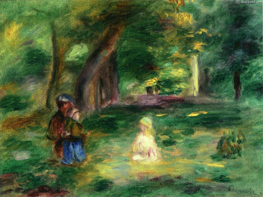 Wikoo.org - موسوعة الفنون الجميلة - اللوحة، العمل الفني Pierre-Auguste Renoir - Three Figures in a Landscape