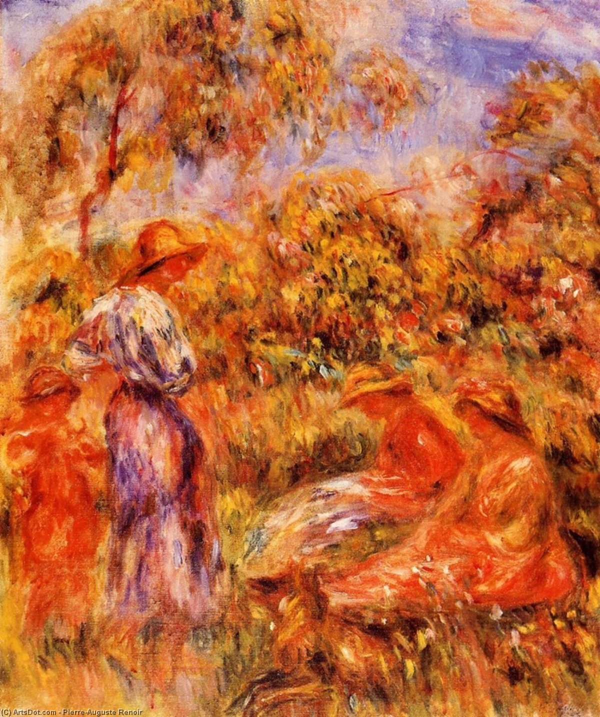 Wikioo.org - Die Enzyklopädie bildender Kunst - Malerei, Kunstwerk von Pierre-Auguste Renoir - drei frauen und kind in ein landschaft