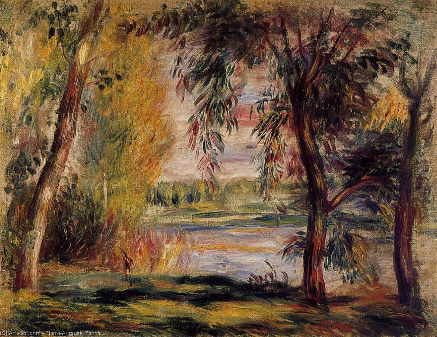 WikiOO.org - Encyclopedia of Fine Arts - Schilderen, Artwork Pierre-Auguste Renoir - Trees by the Water