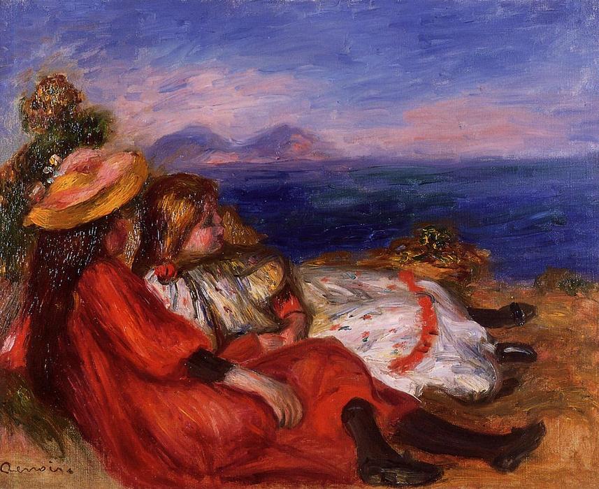 Wikioo.org - The Encyclopedia of Fine Arts - Painting, Artwork by Pierre-Auguste Renoir - Two Little Girls on the Beach