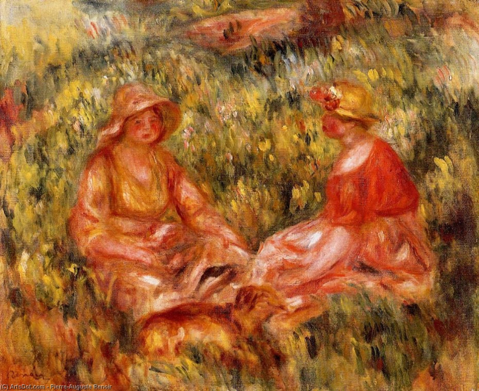 Wikioo.org - The Encyclopedia of Fine Arts - Painting, Artwork by Pierre-Auguste Renoir - Two Women in the Grass