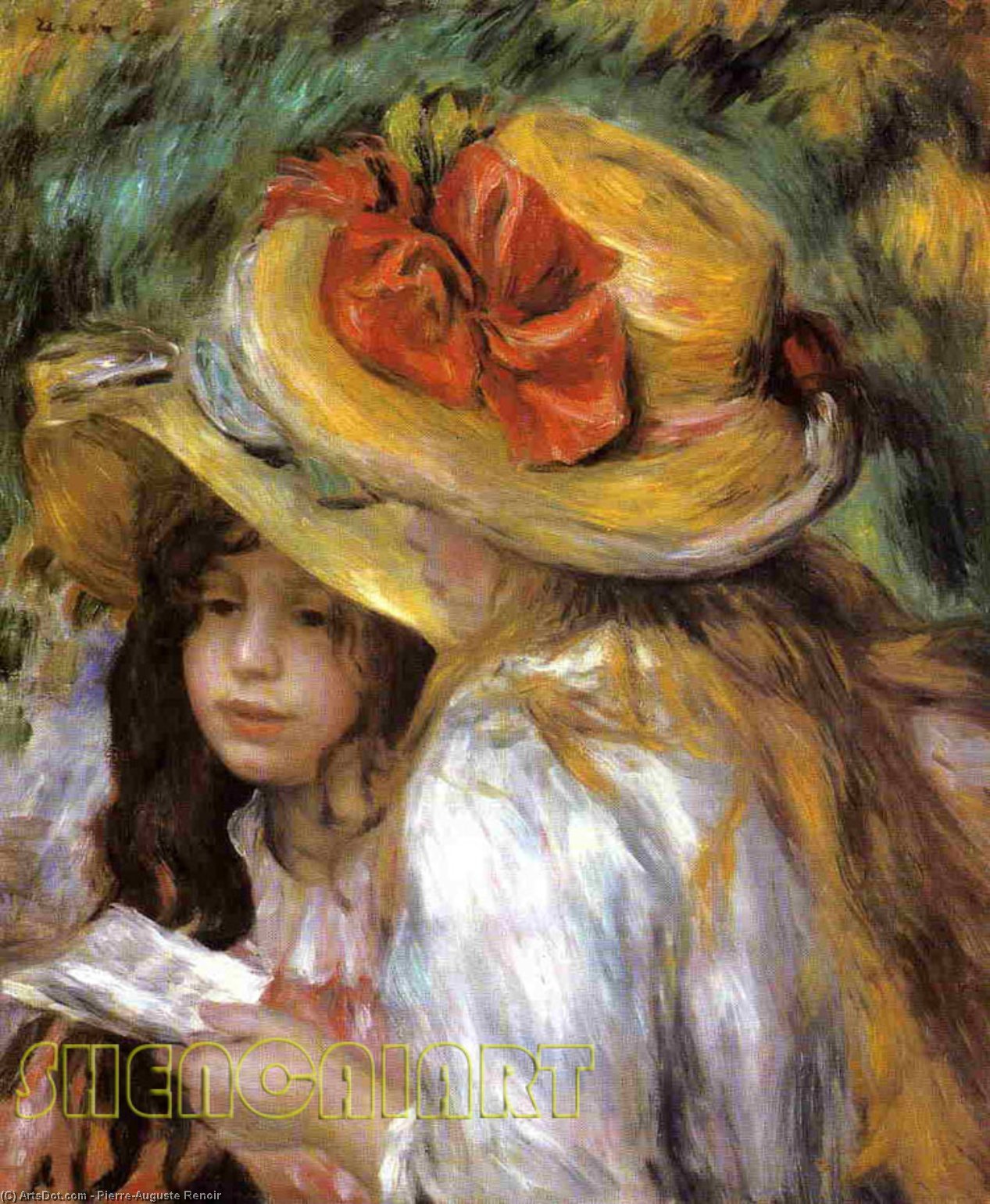 Wikioo.org - The Encyclopedia of Fine Arts - Painting, Artwork by Pierre-Auguste Renoir - Two Young Girls Reading