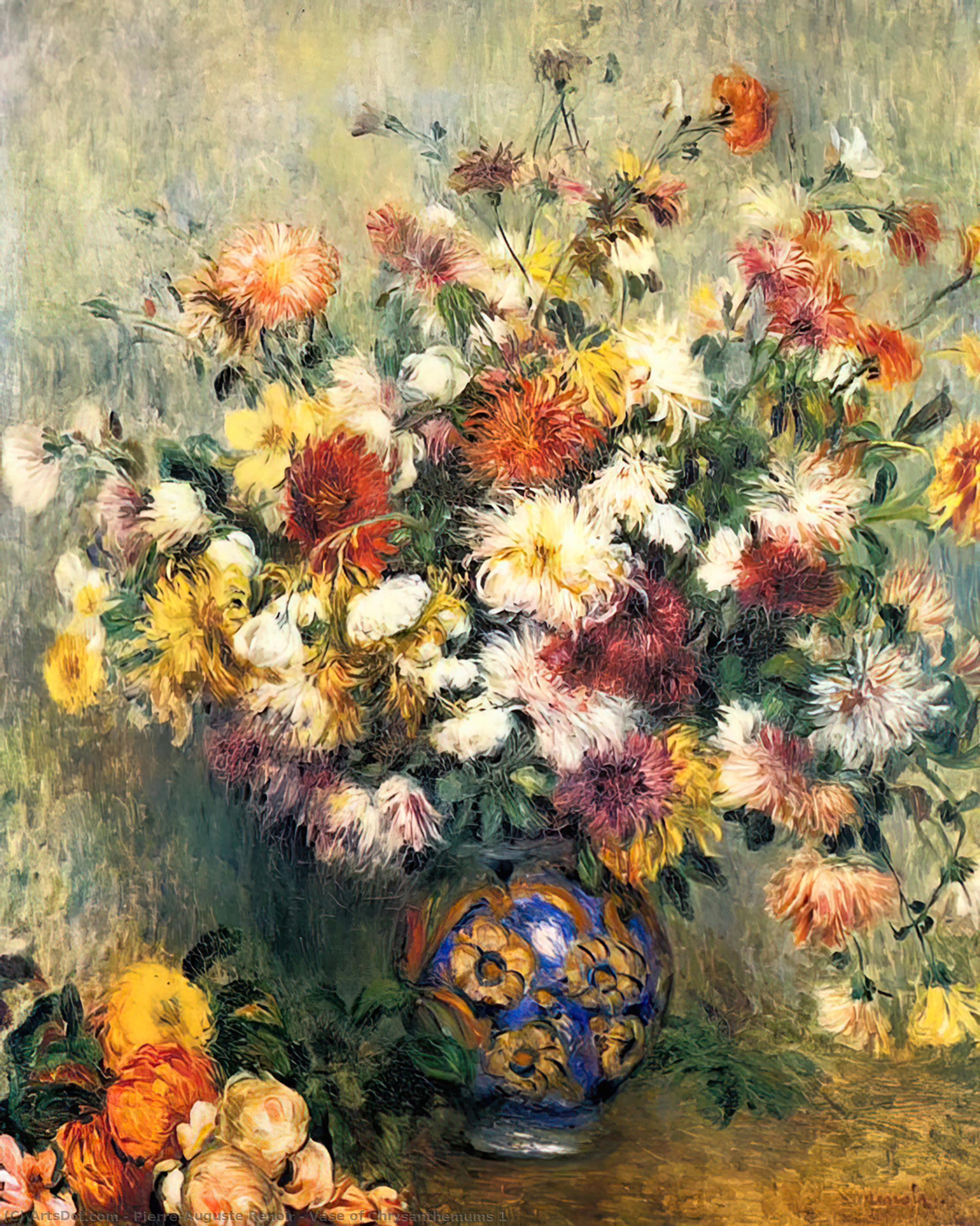 WikiOO.org - Encyclopedia of Fine Arts - Maalaus, taideteos Pierre-Auguste Renoir - Vase of Chrysanthemums 1