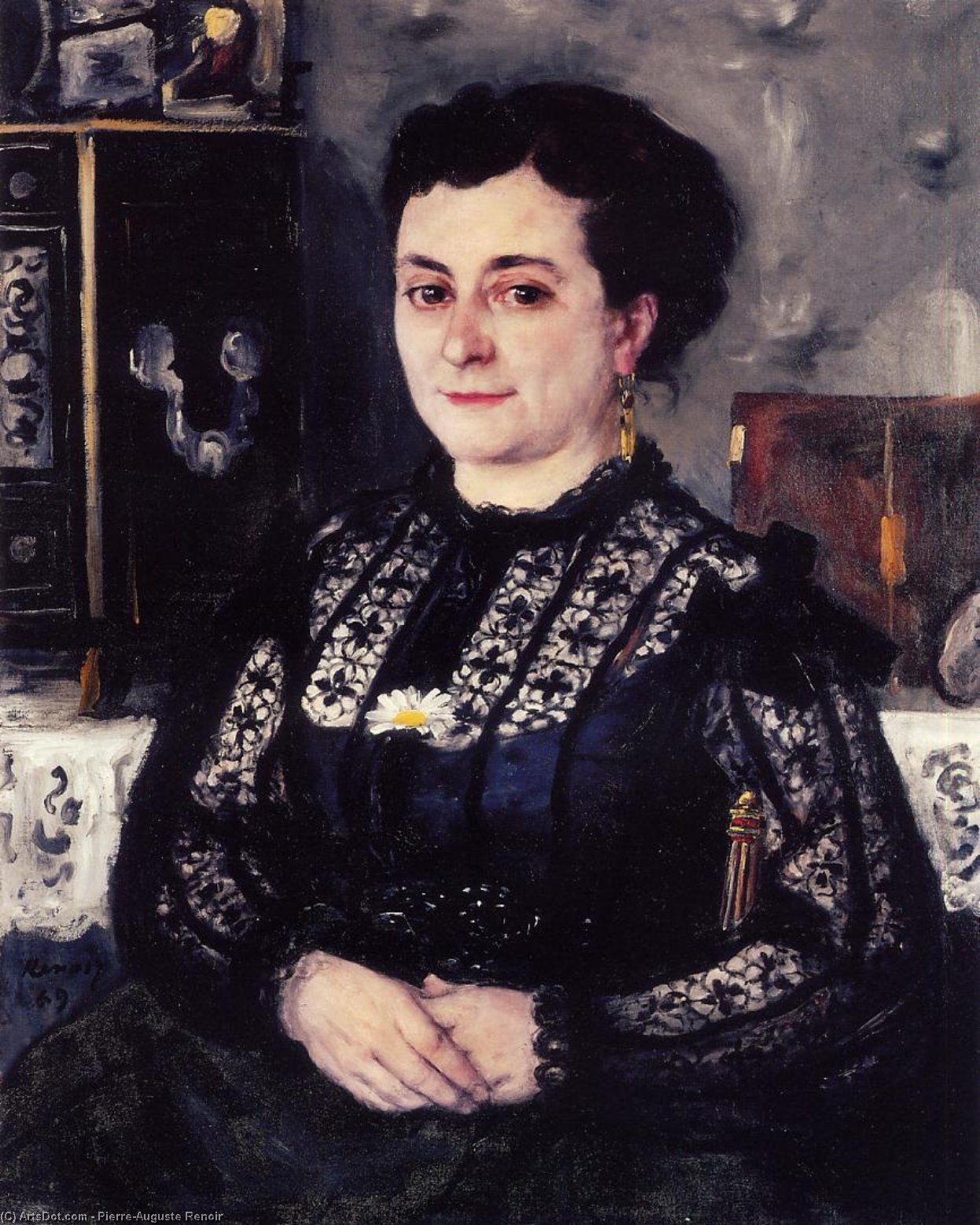 Wikioo.org – La Enciclopedia de las Bellas Artes - Pintura, Obras de arte de Pierre-Auguste Renoir - Mujer en una blusa de encaje