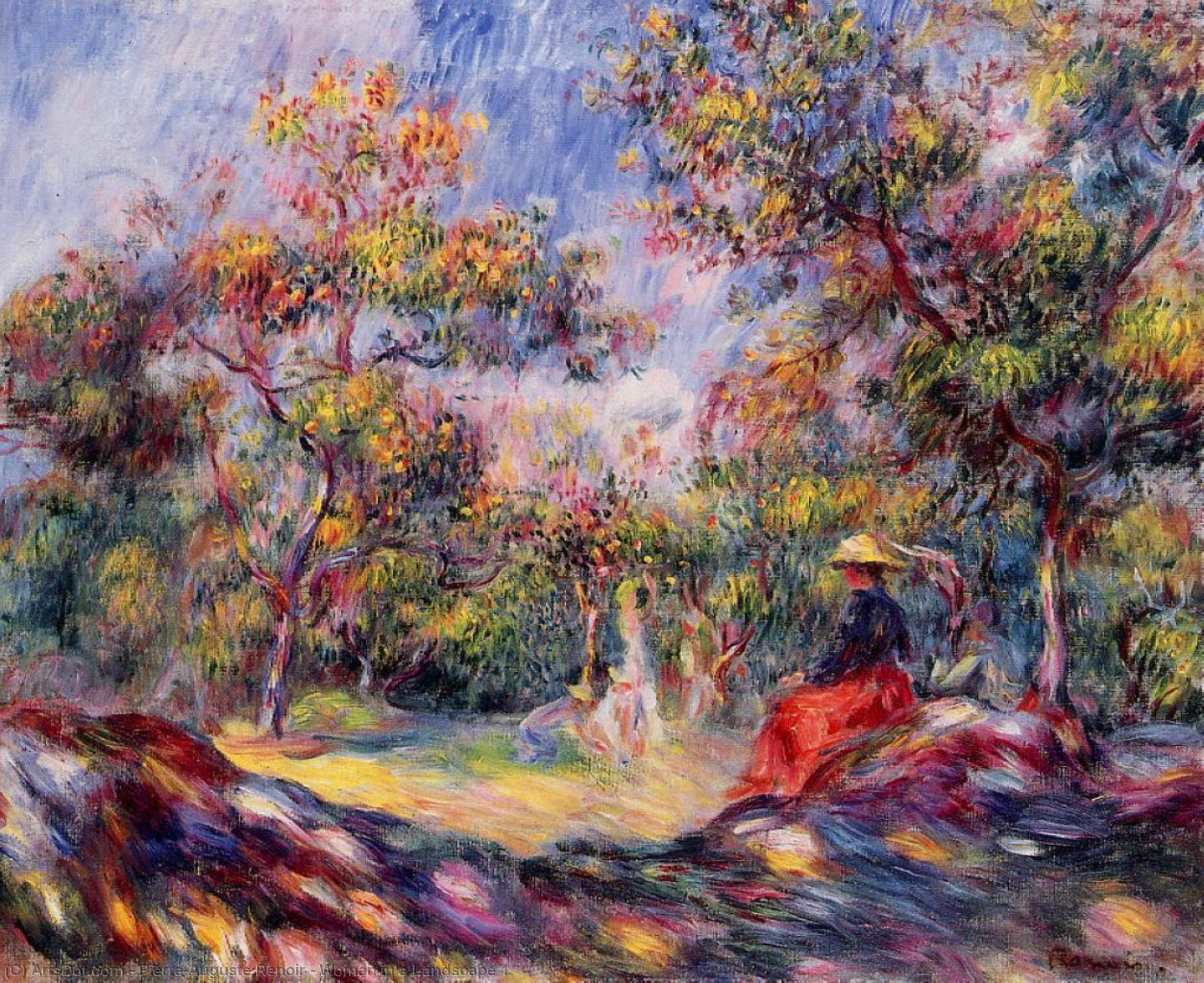 Wikioo.org – L'Enciclopedia delle Belle Arti - Pittura, Opere di Pierre-Auguste Renoir - donna a paesaggio 1