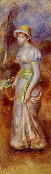 Wikioo.org - The Encyclopedia of Fine Arts - Painting, Artwork by Pierre-Auguste Renoir - Woman with a Basket of Flowers