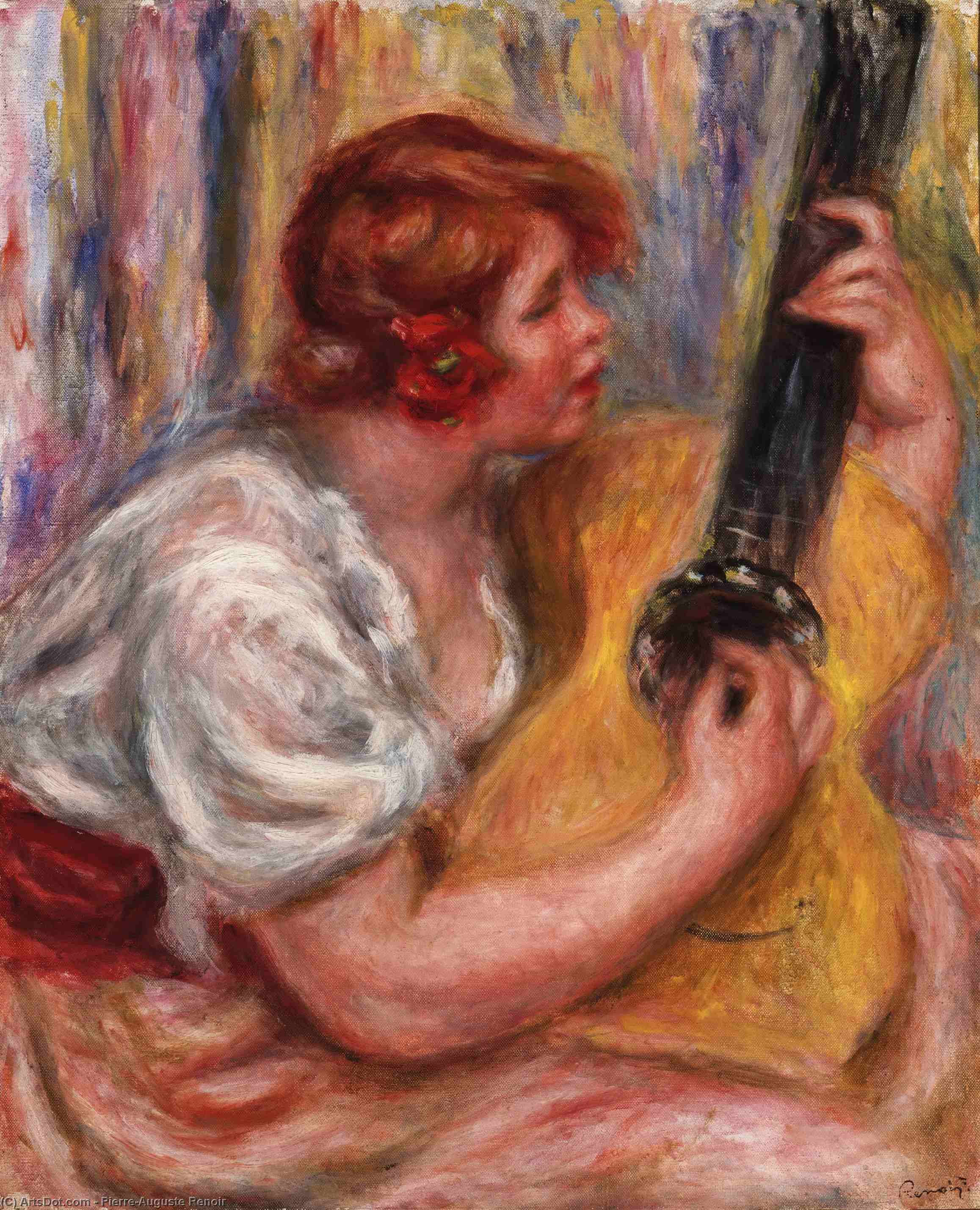 Wikoo.org - موسوعة الفنون الجميلة - اللوحة، العمل الفني Pierre-Auguste Renoir - Woman with a Corset