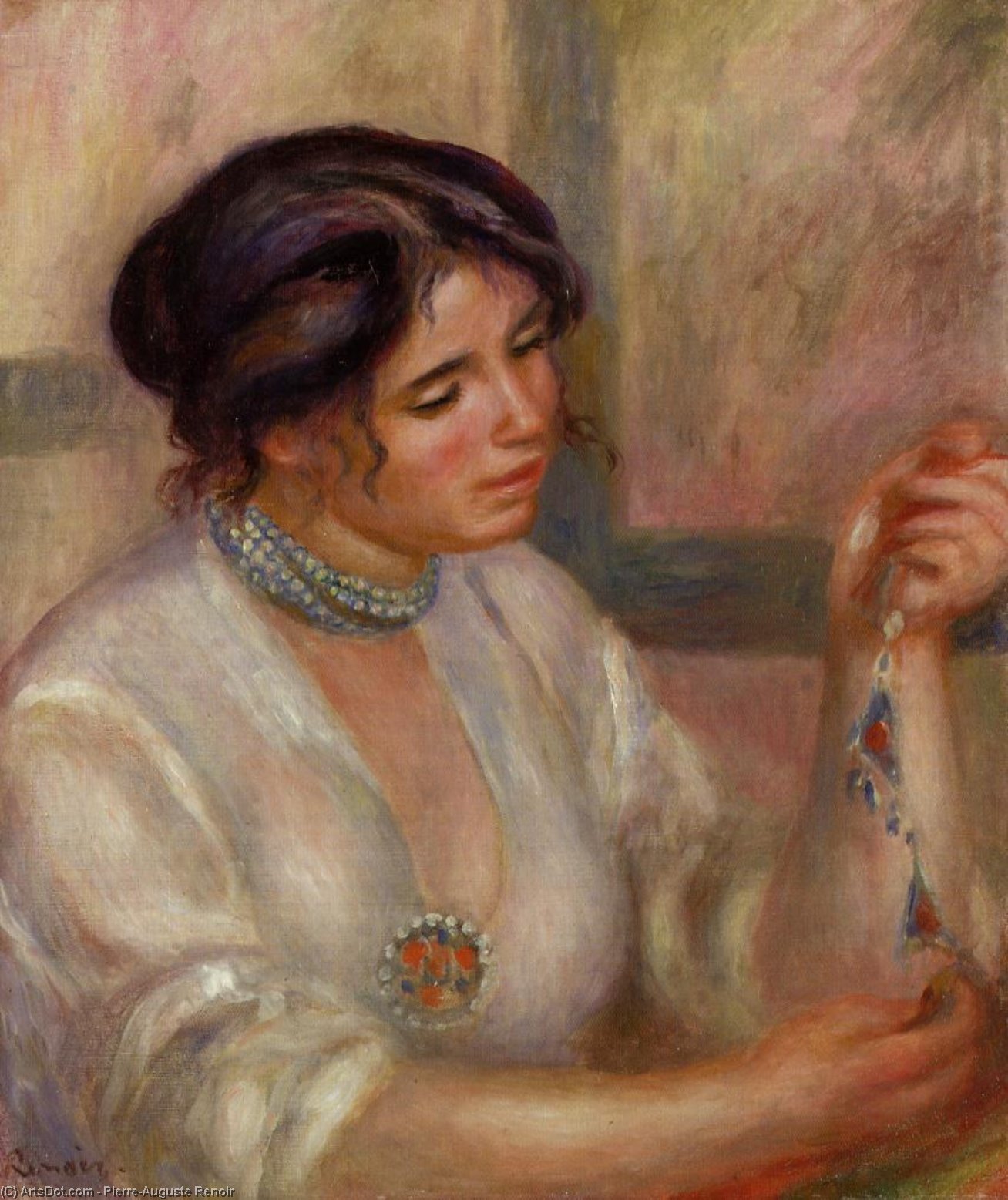 WikiOO.org - Encyclopedia of Fine Arts - Maleri, Artwork Pierre-Auguste Renoir - Woman with a Necklace