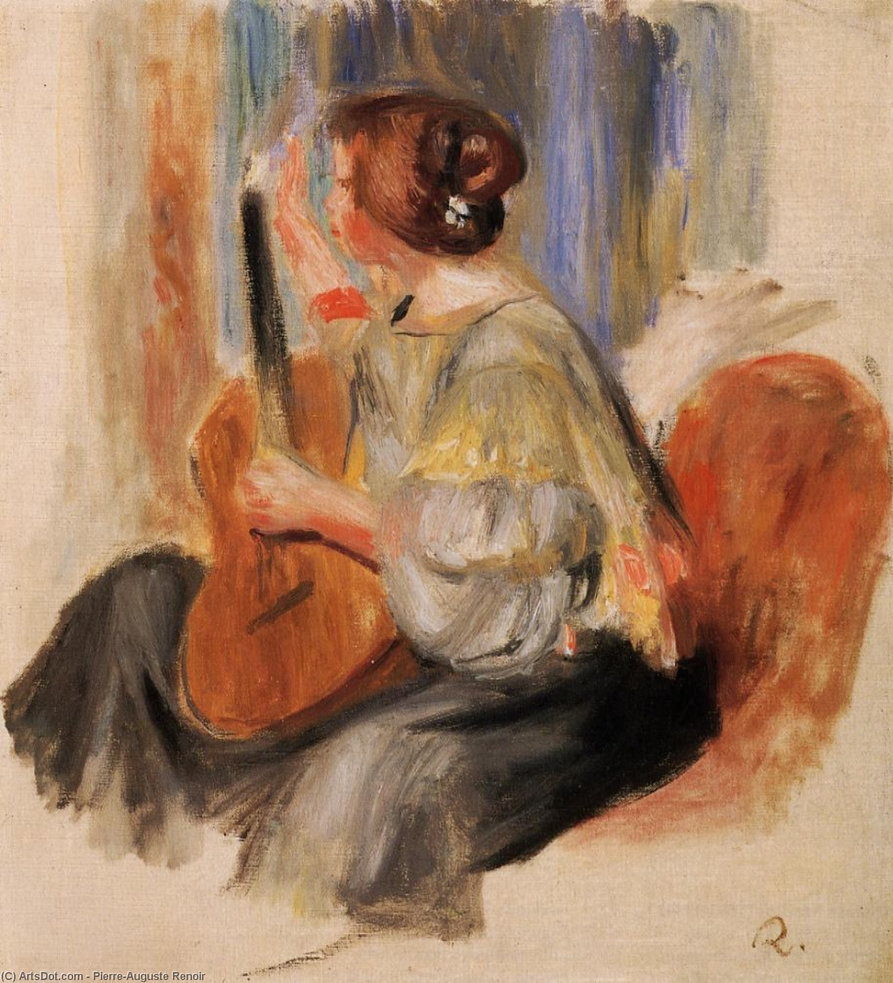 Wikioo.org – L'Encyclopédie des Beaux Arts - Peinture, Oeuvre de Pierre-Auguste Renoir - femme guitare