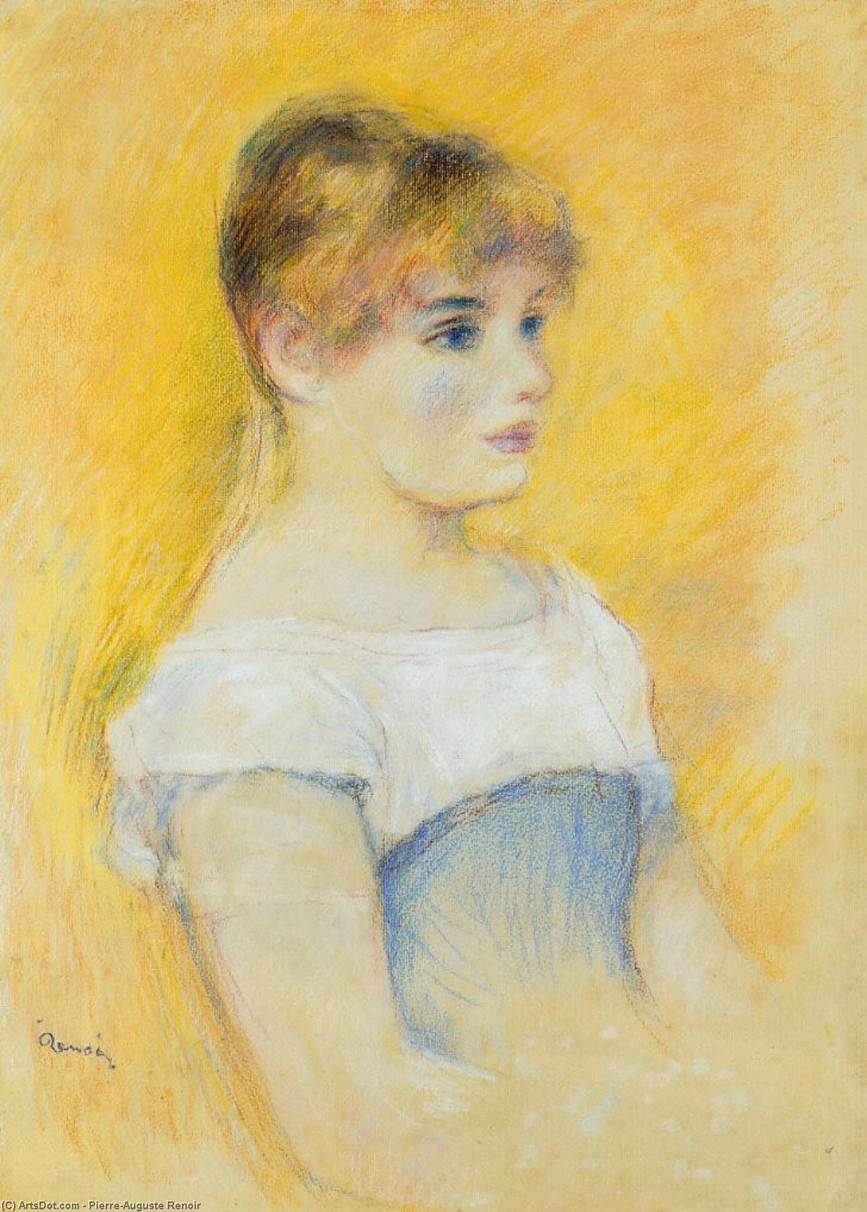 Wikioo.org - The Encyclopedia of Fine Arts - Painting, Artwork by Pierre-Auguste Renoir - Young Girl in a Blue Corset
