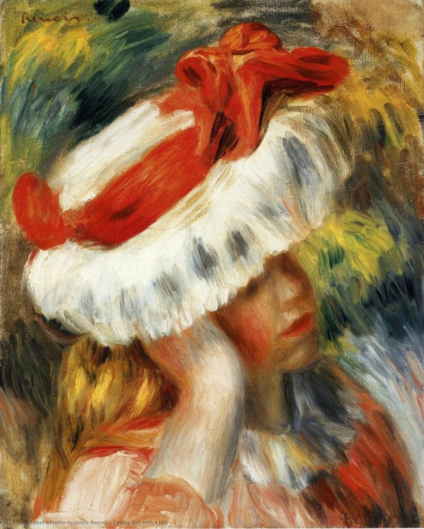 WikiOO.org - Encyclopedia of Fine Arts - Schilderen, Artwork Pierre-Auguste Renoir - Young Girl with a Hat