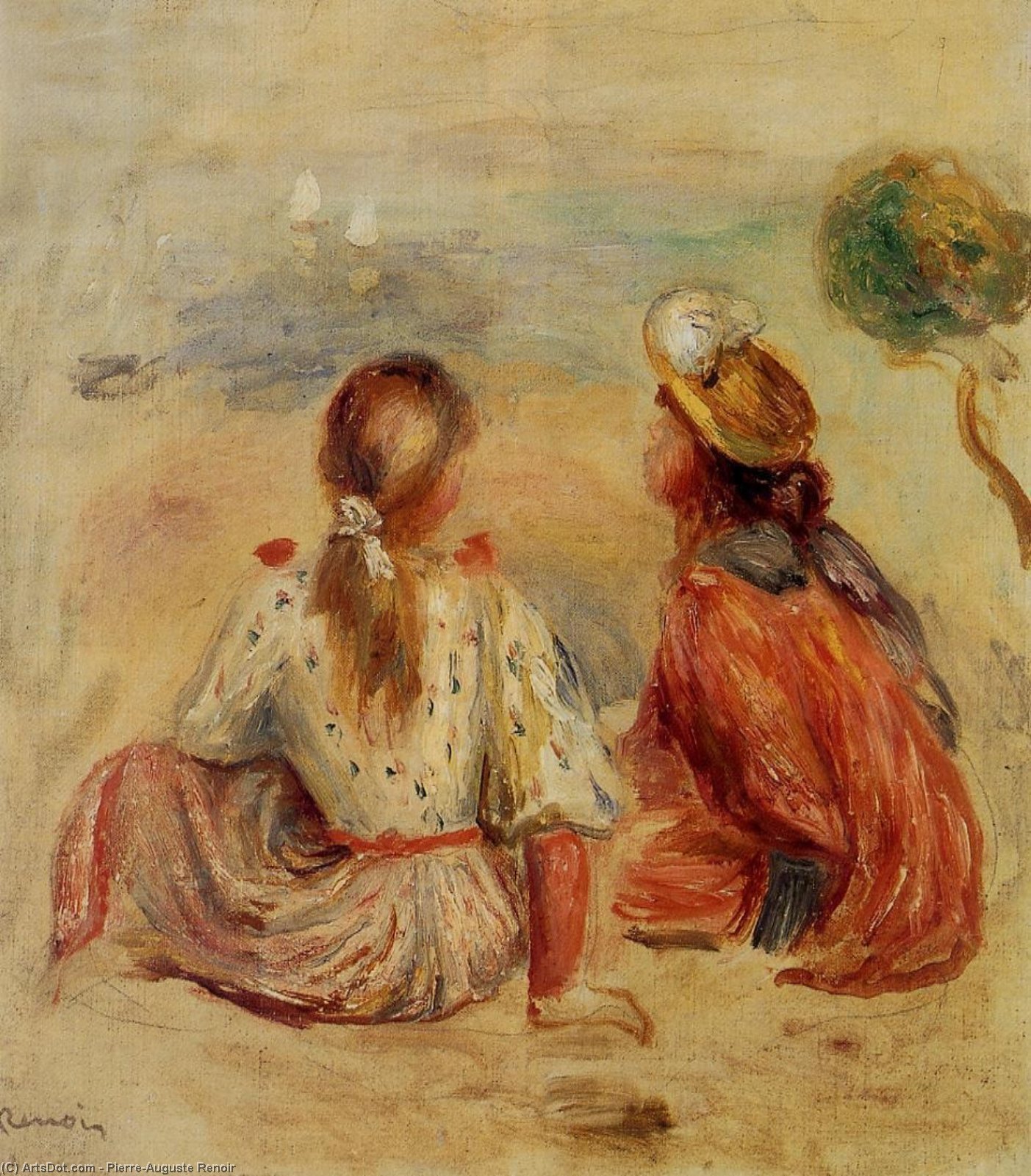 Wikioo.org – La Enciclopedia de las Bellas Artes - Pintura, Obras de arte de Pierre-Auguste Renoir - jóven niñas en la playa