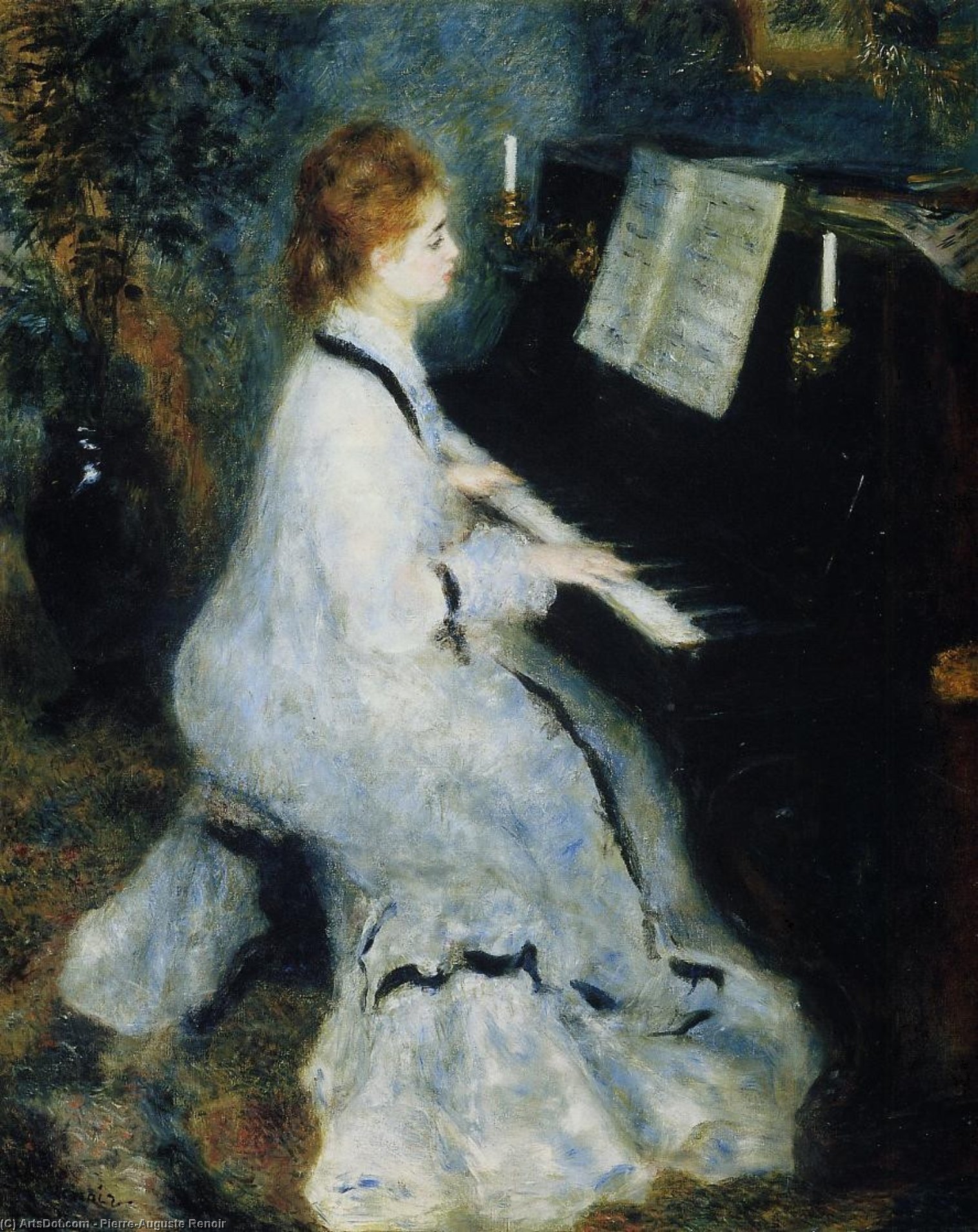 WikiOO.org - 百科事典 - 絵画、アートワーク Pierre-Auguste Renoir - 若い女性 で  ザー  ピアノ